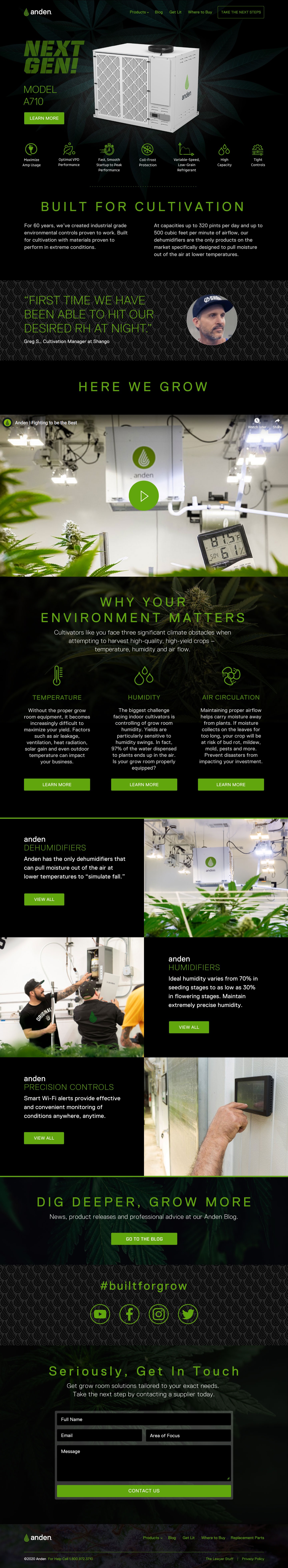 Preview of the Anden website design. Select to expand the full page.