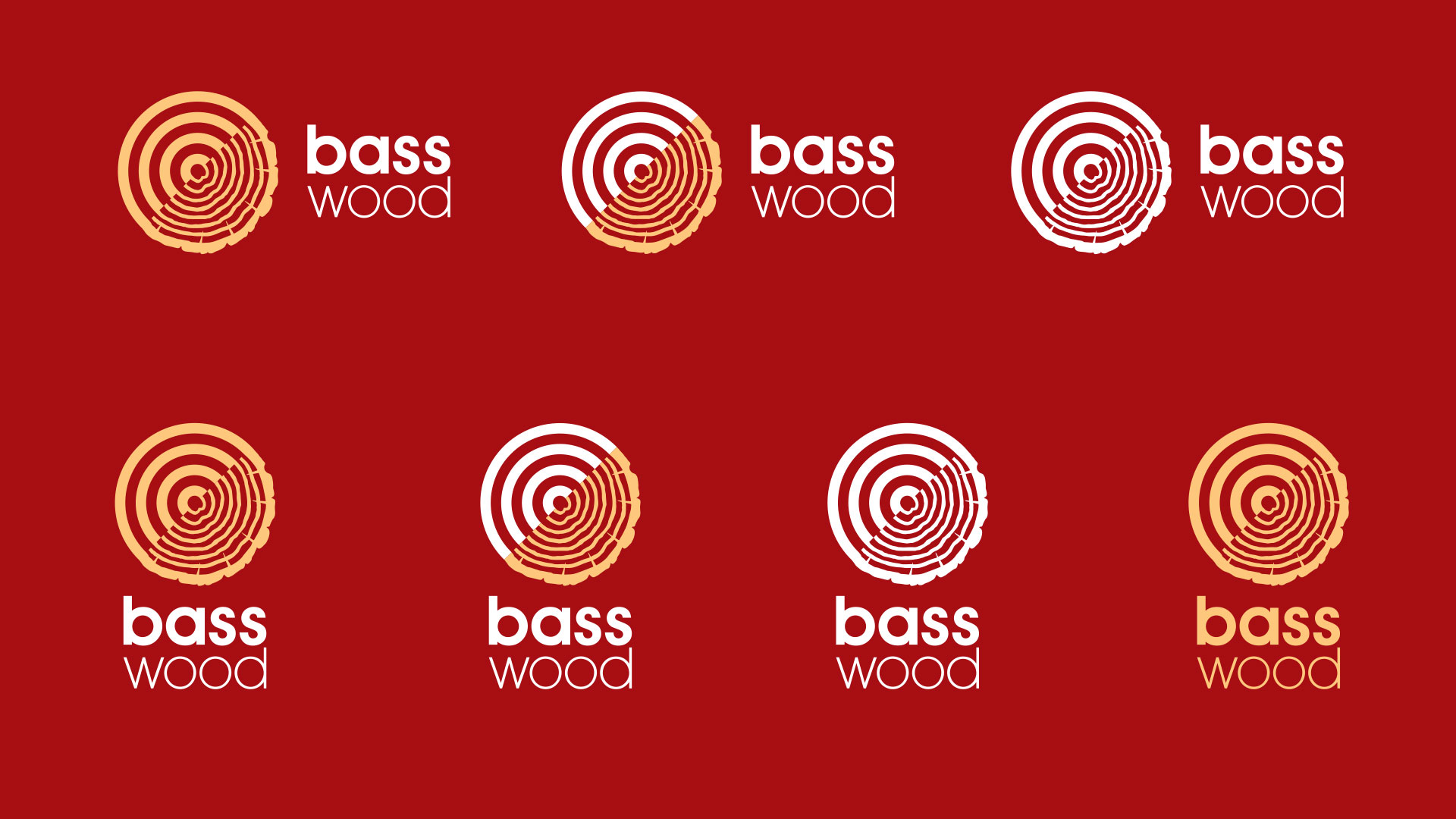 Identity system / Horizontal and stacked arrangements on red.