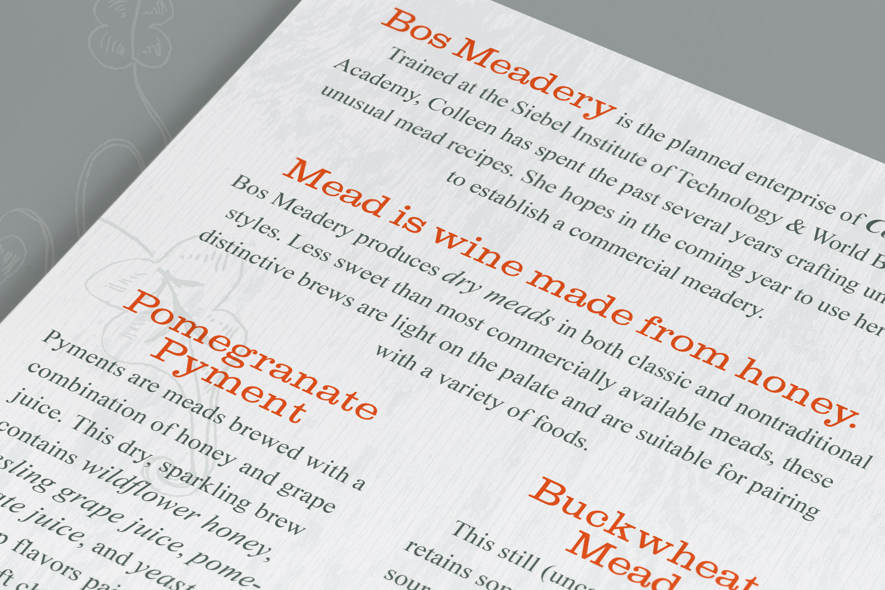 Mead menu / Print design.