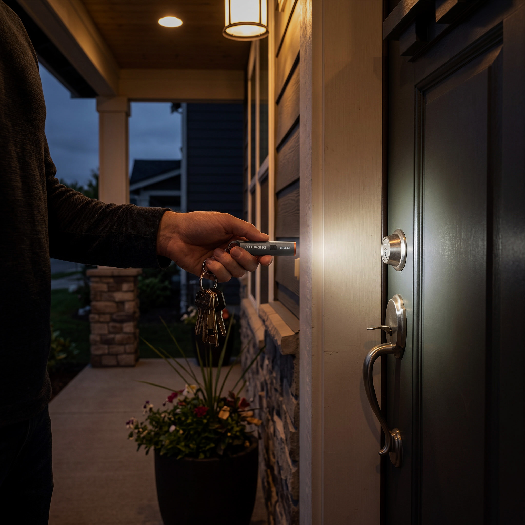 DURACELL 100L keychain light / Front-door lifestyle. Work through Infinity X1.