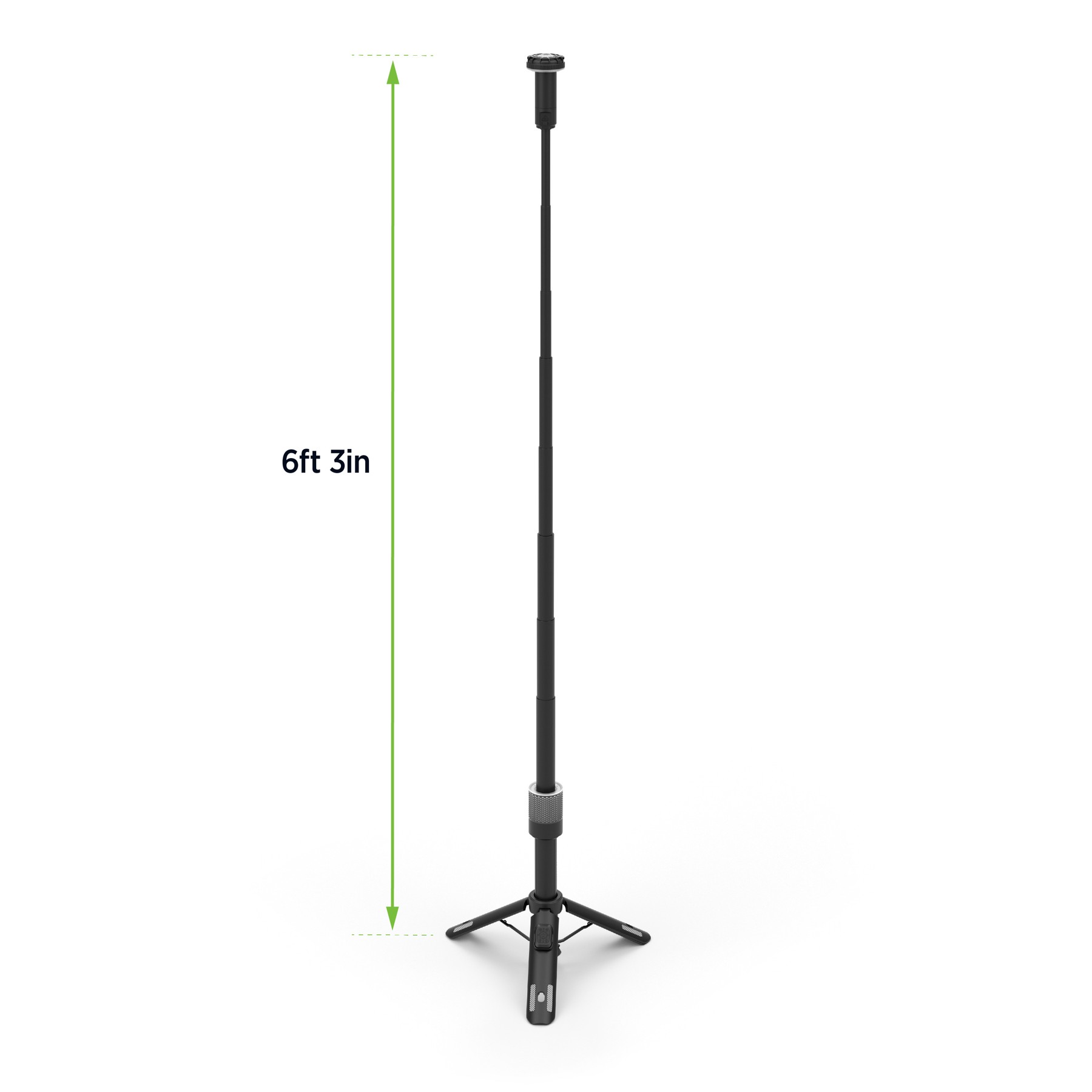 Telescoping camp light / Height and extended-form infographic.