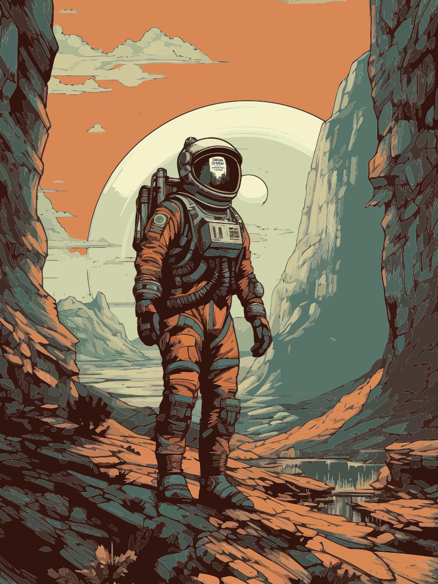 Dallas Orbiter / Astronaut artwork.