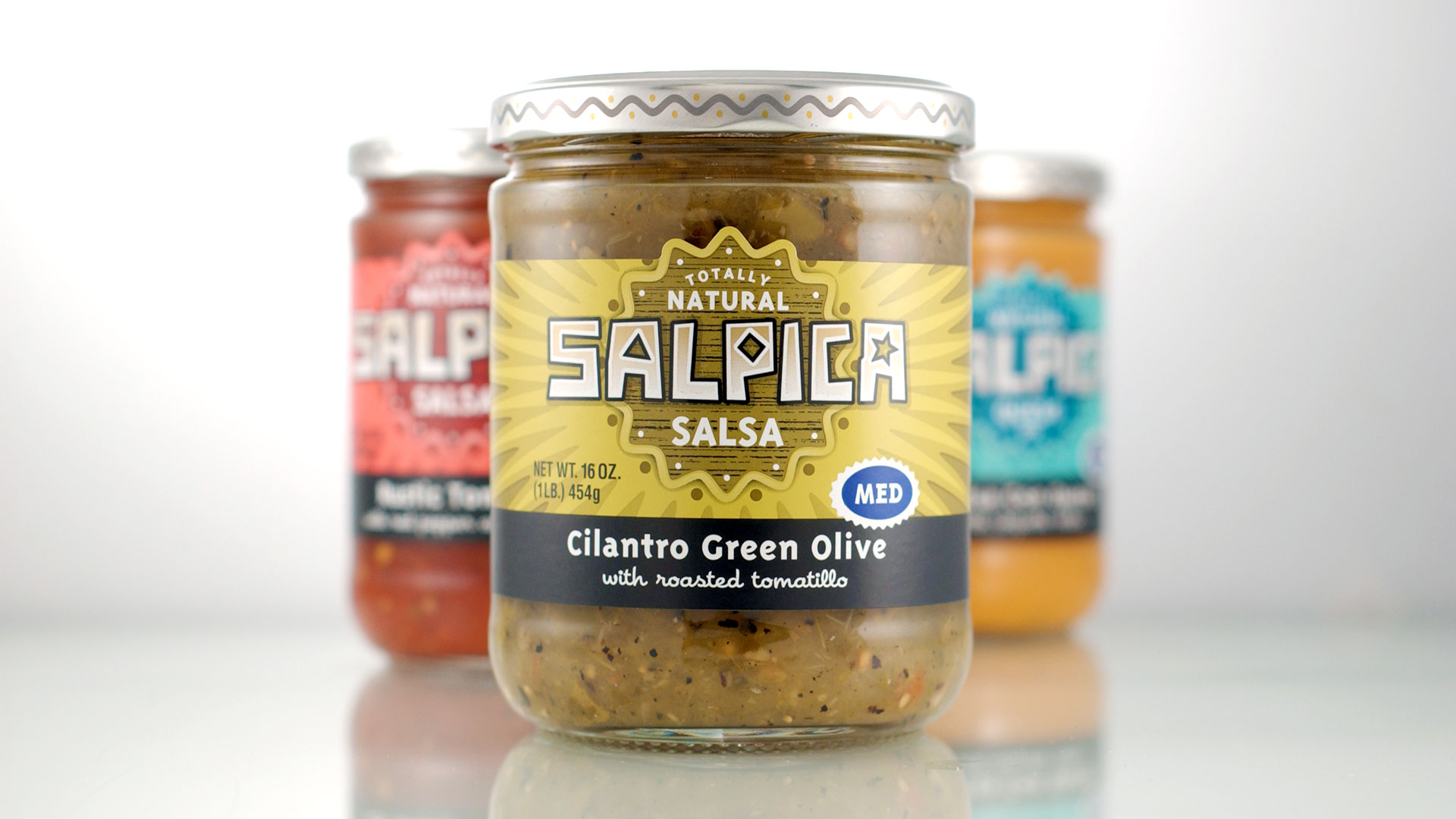 Salpica salsa and queso packaging family