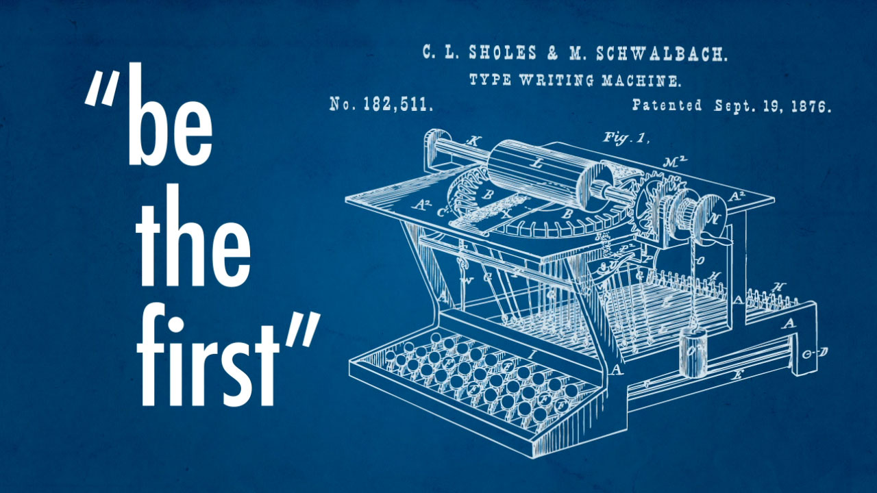 Patent drawing / Typewriter illustration and typography.