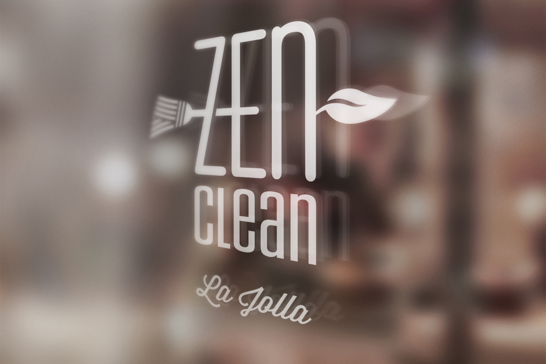Window graphics / White identity on glass.