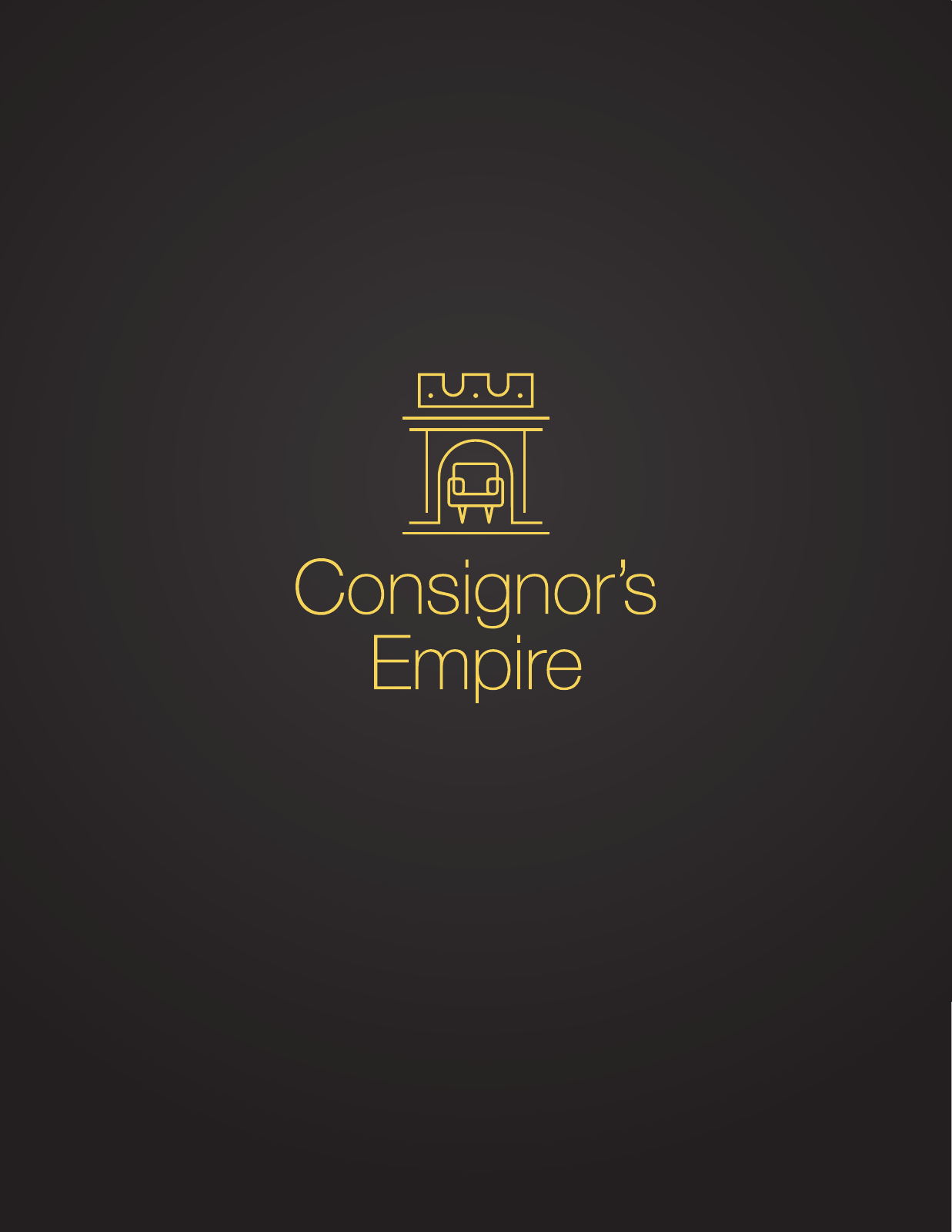 Consignor’s Empire brand identity in yellow on charcoal